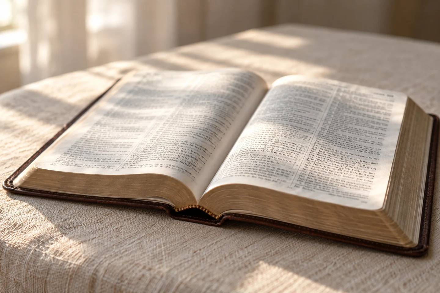 Open Bible in quiet morning light